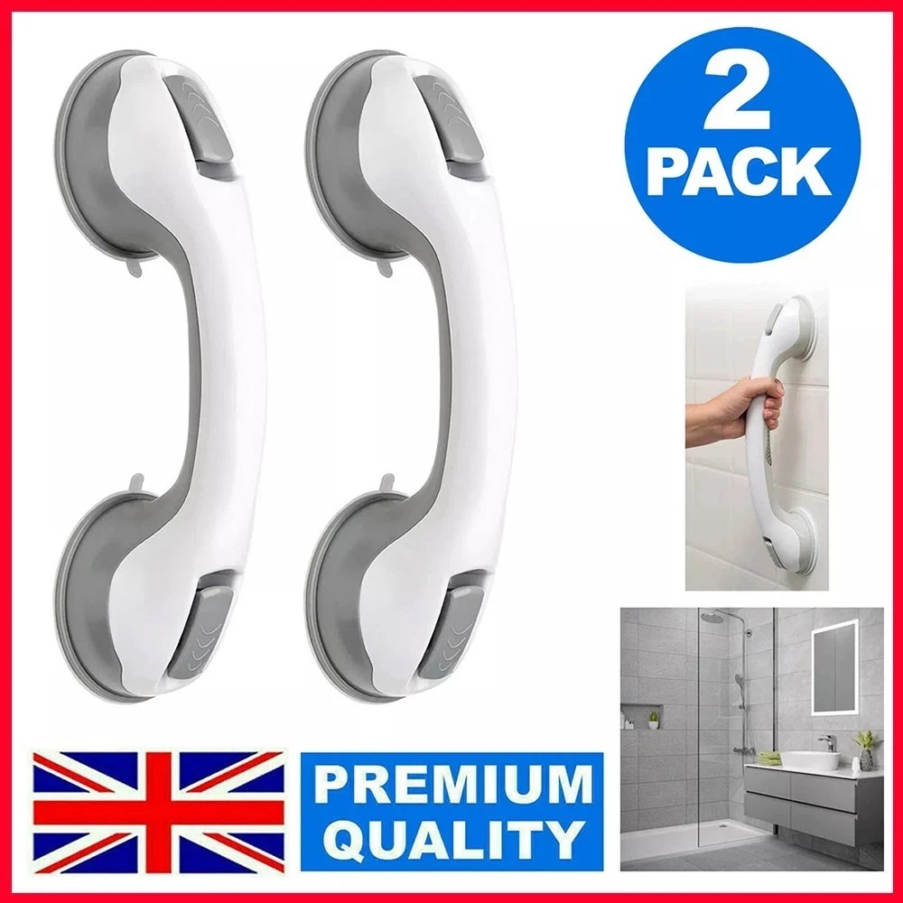 2x Safety Support Hand Rail Suction Grab Bars for Bathroom & Shower